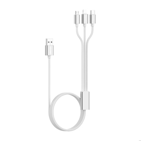 Emerald White 10FT 3 in 1 USB Charging Cable 2.4A, Universal Fast Charging Cord Connector EE-3110-WHT